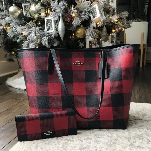 Coach City Tote Bag With Buffalo Plaid Print, 7271 - Picture 15 of 15
